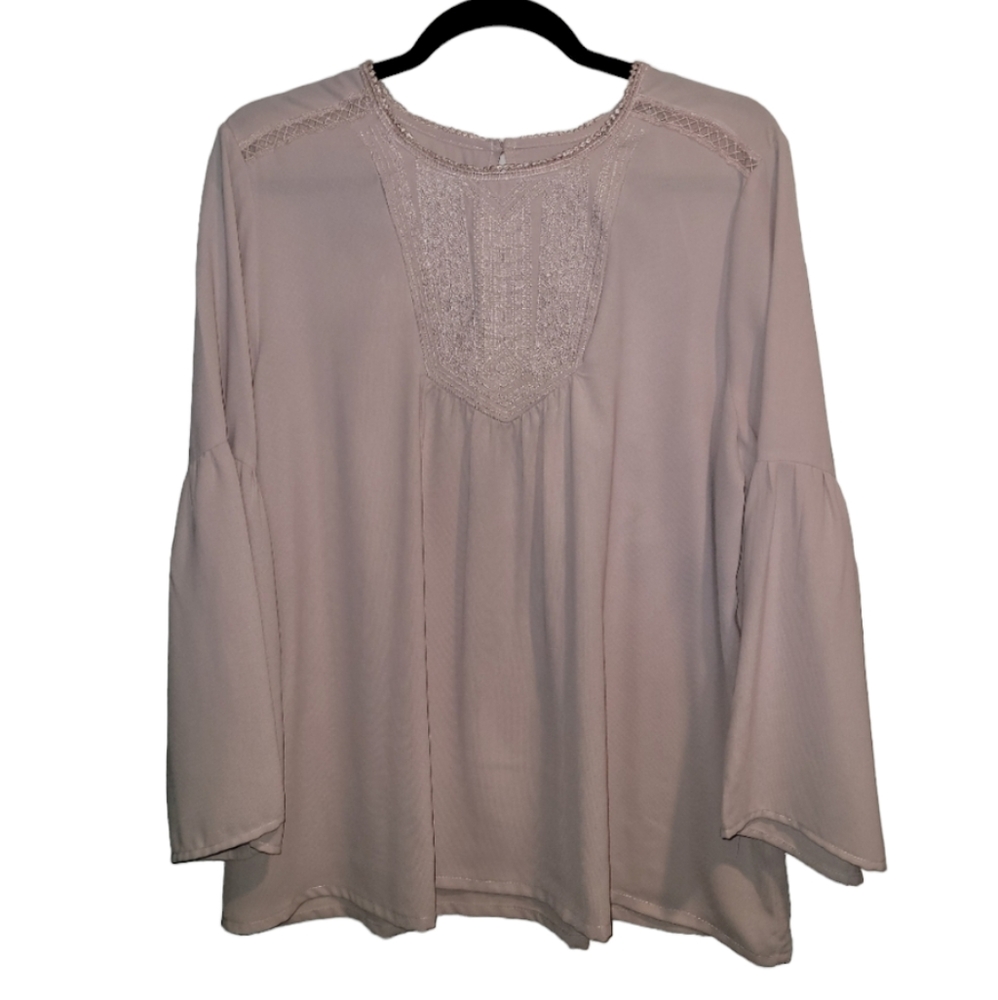 Gibson Latimer Pink Blouse Embroidery Top Shirt Women's Size Large Boho